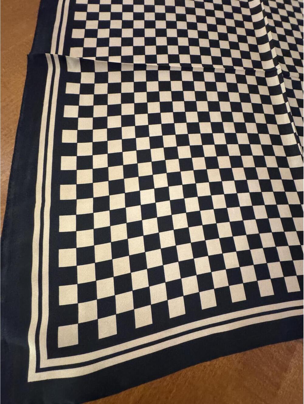 Black and Cream Checkered Scarf - Picture 2 of 3